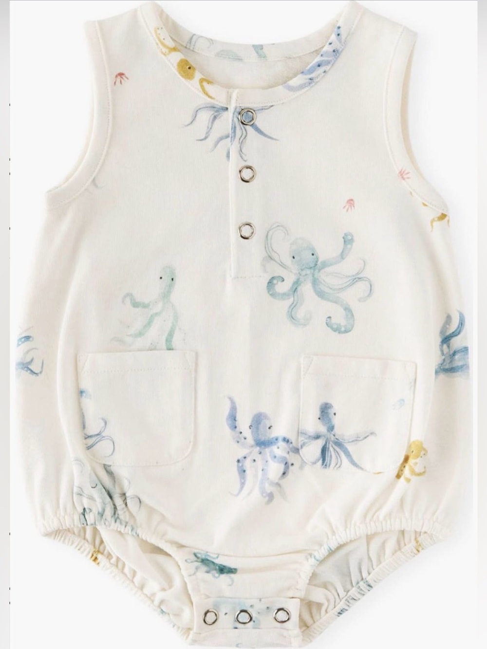 Pehr Organic Cotton Sleeveless Bodysuit 3-6M - Octopus Print
